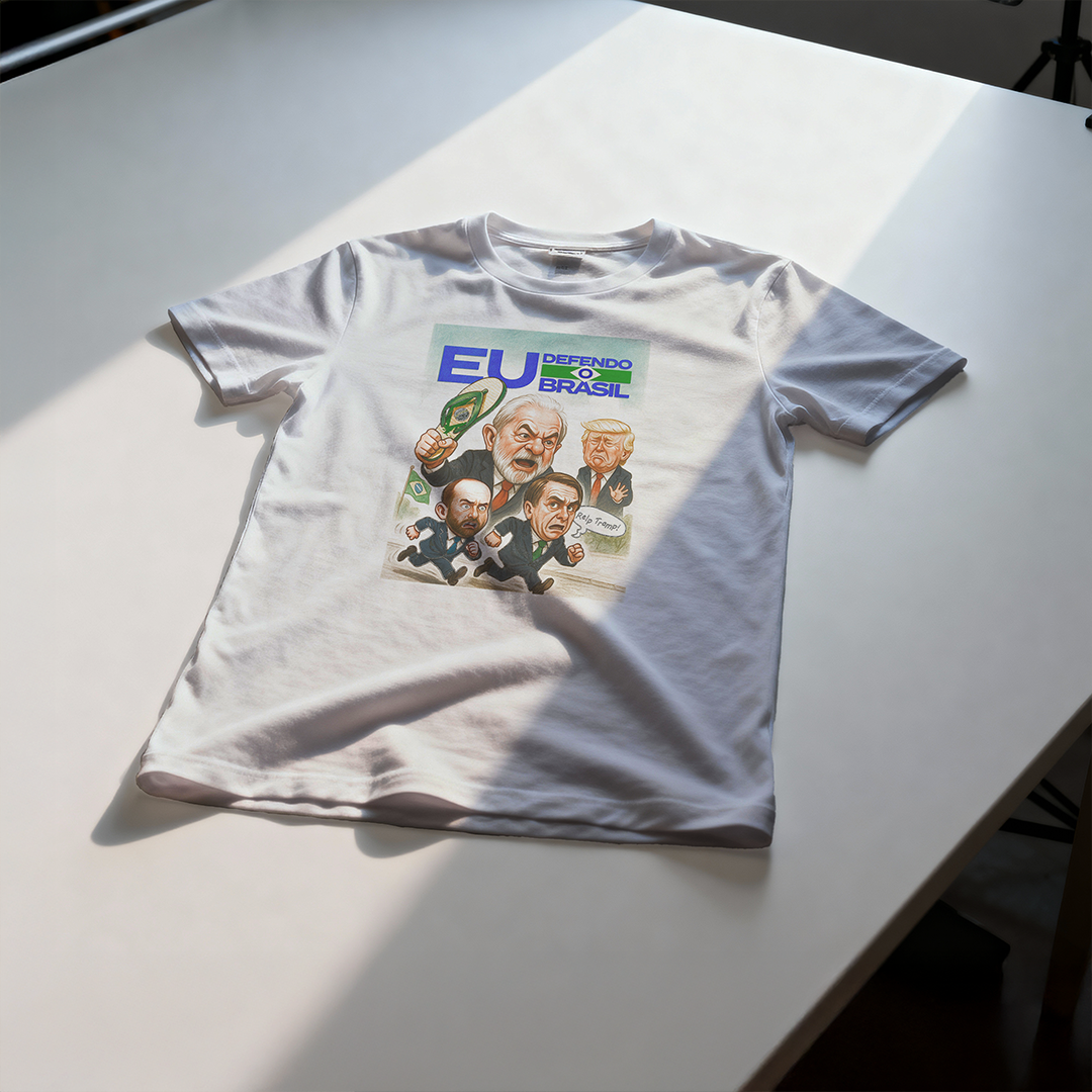 Camiseta Masculina Lula 2026 Eu Defendo Brasil