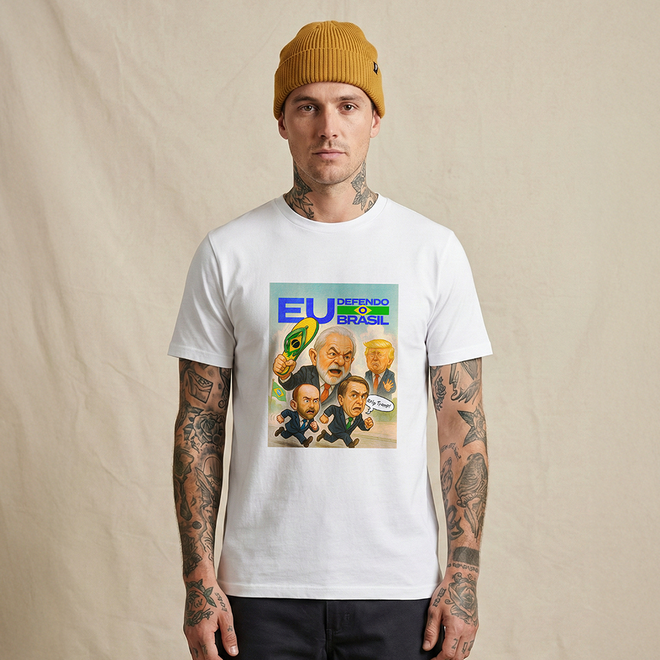Camiseta Masculina Lula 2026 Eu Defendo Brasil