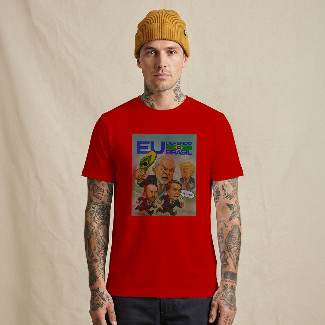 Camiseta Masculina Lula 2026 Eu Defendo Brasil