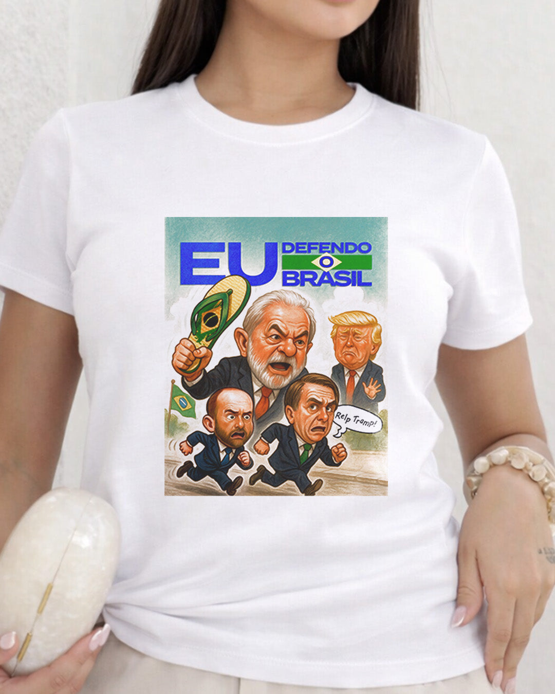 Camiseta Feminina Eu Defendo Brasil Lula 2026 Estampa