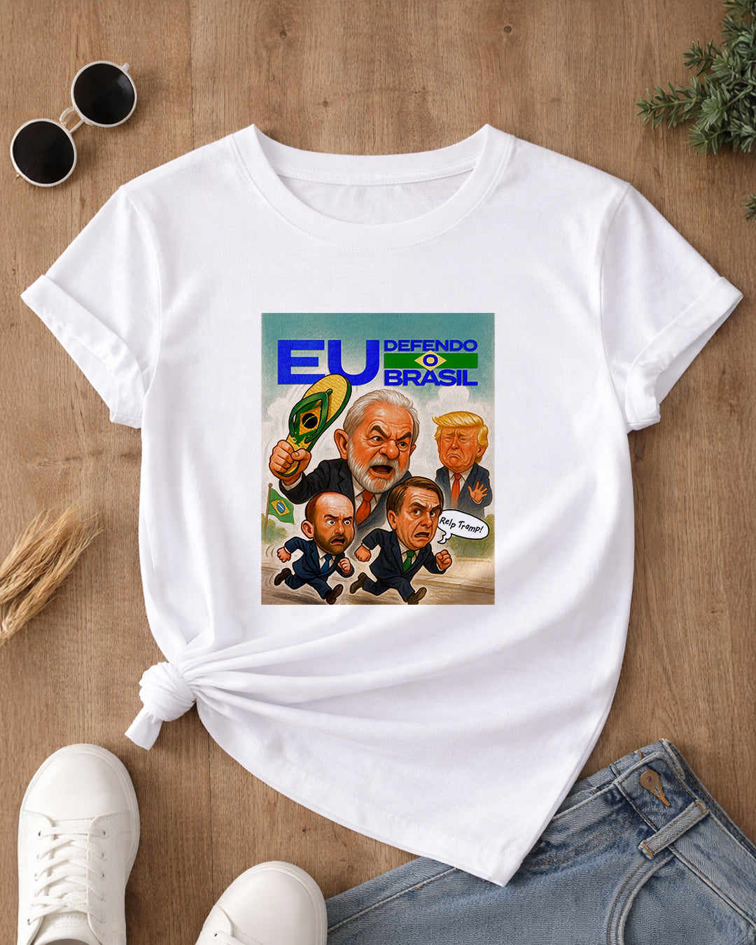 Camiseta Feminina Eu Defendo Brasil Lula 2026 Estampa