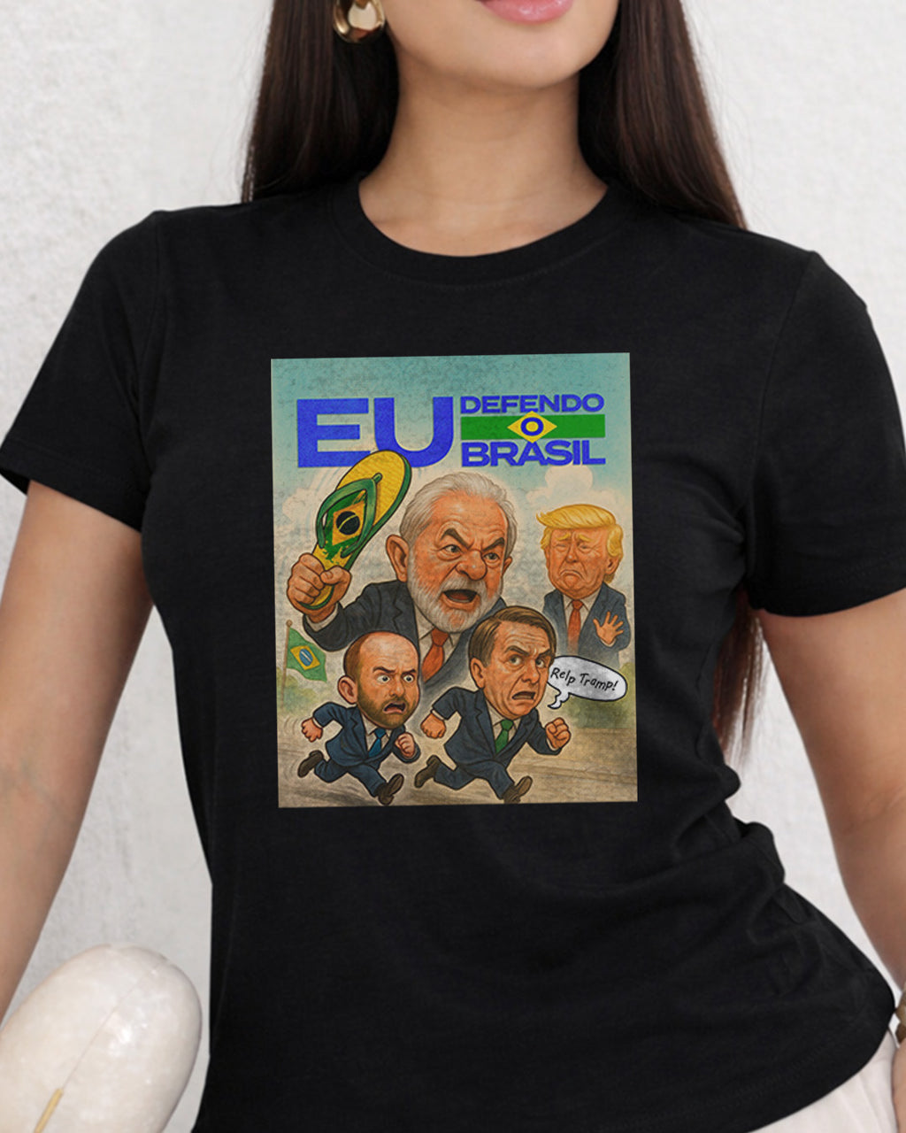 Camiseta Feminina Eu Defendo Brasil Lula 2026 Estampa