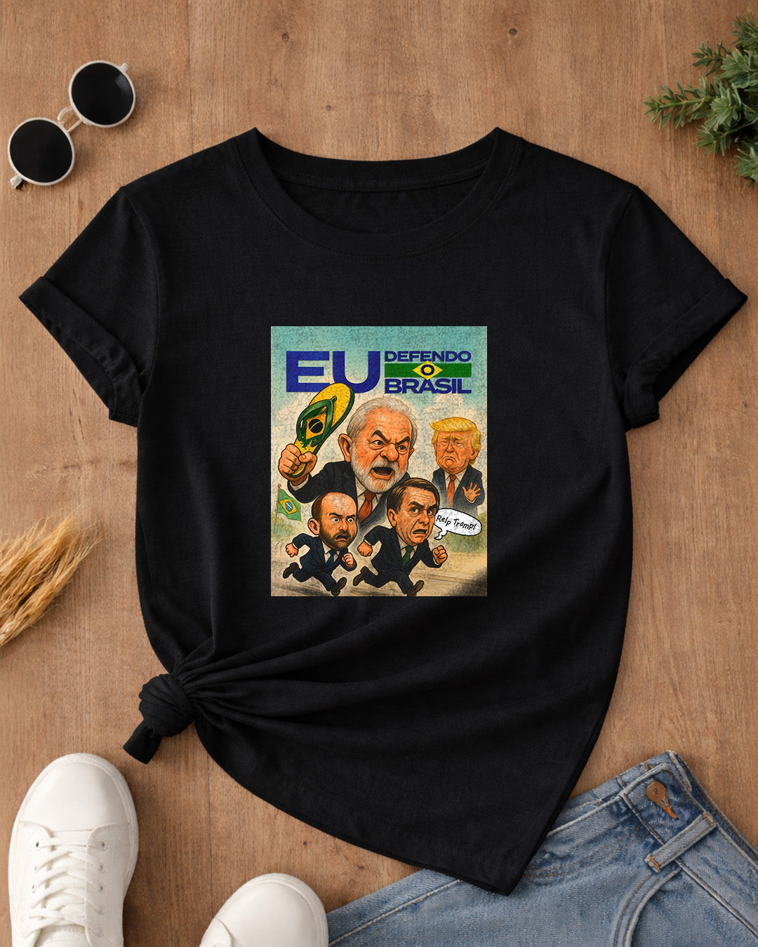 Camiseta Feminina Eu Defendo Brasil Lula 2026 Estampa