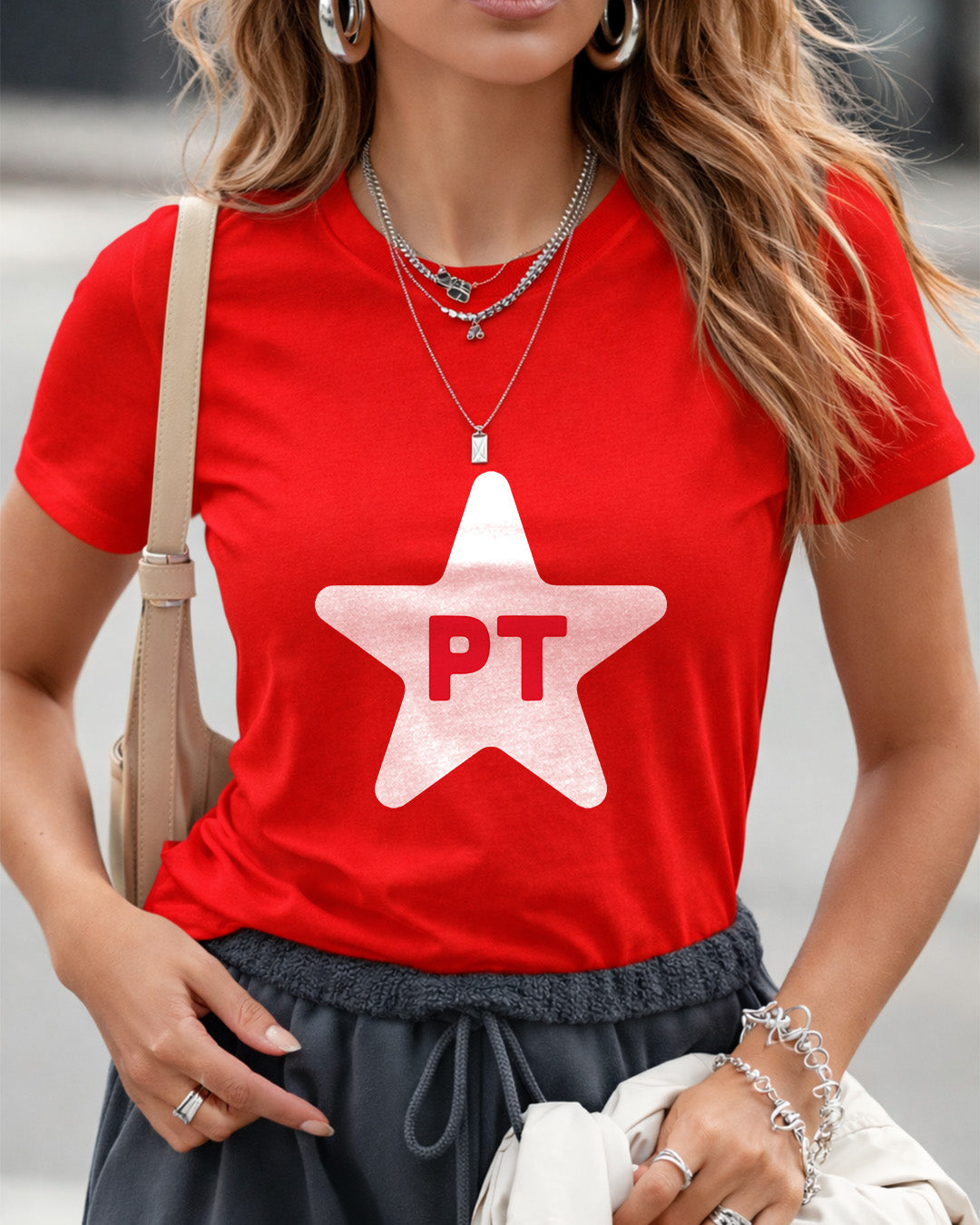 Camiseta Feminina Lula 2026 Estrela PT Brasil