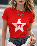 Camiseta Feminina Lula 2026 Estrela PT Brasil